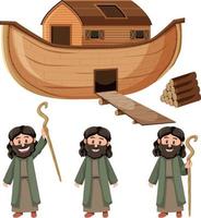 Noahs Ark and cartoon character set vector