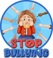 Stop Bullying text with cartoon character vector