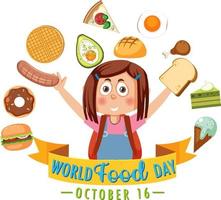 World food day text with food elements vector