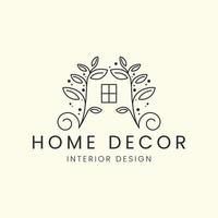 home decor line art logo vector template illustration design. interior logo concept