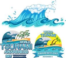 diseño de banner del día mundial de concientización sobre tsunamis vector