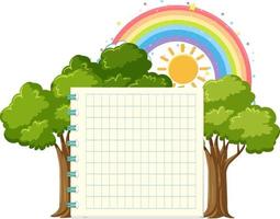 plantilla de tablero vacío con árbol y arco iris vector