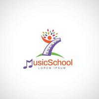 colorido niños música escuela educación logo símbolo vector