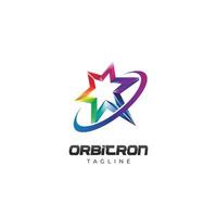 Shiny Vibrant Colorful Rainbow Star Orbit Logo Symbol Icon vector