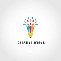 Creative Group of People Pencil Logo Sign Symbol Icon vector