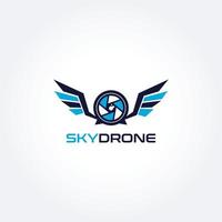 plantilla de diseño de logotipo de fotografía de drones de cielo volador vector