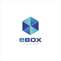 icono de símbolo de logotipo de caja de cubo azul transparente abstracto vector