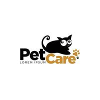 Black Cat Pet Care Shop Logo Design Template vector