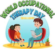 diseño de banner de texto del día mundial de la terapia ocupacional vector