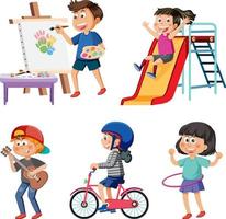 Children doing different activities set vector