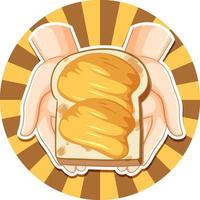 pan con mantequilla en estilo de dibujos animados vector