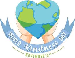 Earth in heart shape in world kindness day concept vector