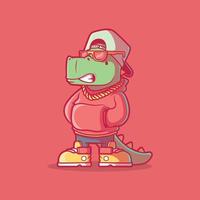 Cute and cool Dino character vector illustration. Animal, funny, brand design concept.