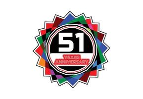 51 years anniversary logo and sticker design vector