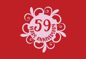 59 years anniversary logo and sticker design vector