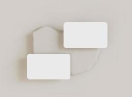 3D blank business cards. Mockup scene. Template for branding identity. 3D rendering. photo