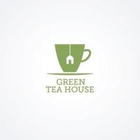 icono de símbolo de signo de logotipo de casa de té verde vector