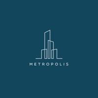 línea simple arte ciudad propiedad bienes raíces logotipo signo símbolo icono vector