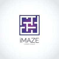 Abstract Rectangle Maze Symbol Logo Design vector