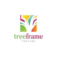 Colorful Tree Square Logo Design Template vector