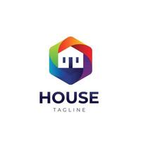 Colorful Hexagonal House Logo Symbol Icon vector