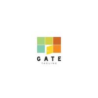 Simple Colorful Gate With Opened Door Logo Sign Symbol Icon vector