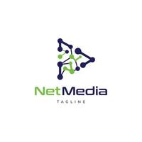 Net Media Network Play Button Logo Design Symbol vector