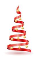 árbol de navidad y año nuevo hecho de cintas rojas ilustración vectorial aislado sobre fondo blanco vector