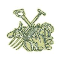 Spade Pitchfork Crop Harvest Etching vector