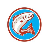 Trout Fish Jumping Circle Retro vector