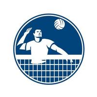 Volleyball Player Spiking Ball Circle Icon vector