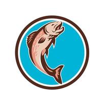 Trout Jumping Circle Retro vector
