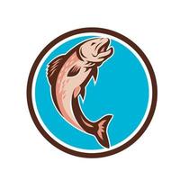 Trout Jumping Circle Retro vector