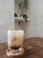 Glass of Ice Salted Caramel Macchiato. photo