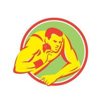 Shot Put Track and Field Athlete Retro vector