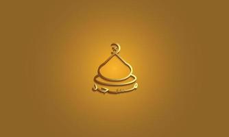 mosque vector logo gold, islamic religion symbol