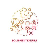 Equipment failure red gradient icon. Machine breakage and error. Lean manufacturing disadvantage abstract idea thin line illustration. Isolated outline drawing. vector