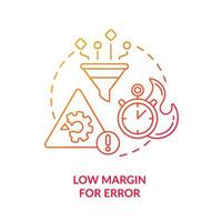 Low margin for error red gradient icon. Machine industry. Lean manufacturing disadvantages abstract idea thin line illustration. Isolated outline drawing. vector