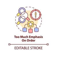 Too much emphasis on order concept icon. Disadvantage of social institutions abstract idea thin line illustration. Isolated outline drawing. Editable stroke. vector