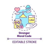 Stronger moral code concept icon. Set of norms. Social institutions advantage abstract idea thin line illustration. Isolated outline drawing. Editable stroke. vector