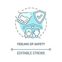 Feeling of safety turquoise concept icon. Image of healthy relationships abstract idea thin line illustration. Isolated outline drawing. Editable stroke vector