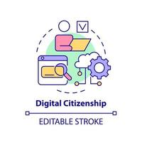 Digital citizenship concept icon. Access to online learning resources. Education trend abstract idea thin line illustration. Isolated outline drawing. Editable stroke. vector