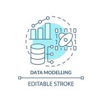 Data modelling turquoise concept icon. Data mining abstract idea thin line illustration. Machine learning algorithms. Isolated outline drawing. Editable stroke. vector