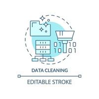 Data cleaning turquoise concept icon. Data mining process abstract idea thin line illustration. Updating information. Isolated outline drawing. Editable stroke. vector