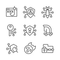 Malware and protection pixel perfect linear icons set. Phishing and cyber attack. Access control. Customizable thin line symbols. Isolated vector outline illustrations. Editable stroke