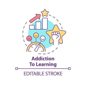 Addiction to learning concept icon. Benefit of gamification in education process abstract idea thin line illustration. Isolated outline drawing. Editable stroke. vector