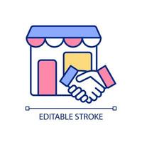 Agreement between business and vendor RGB color icon. Product supply contract. Attract capital investments. Isolated vector illustration. Simple filled line drawing. Editable stroke.