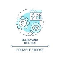 Energy and utilities turquoise concept icon. Big data application abstract idea thin line illustration. Risks modeling. Isolated outline drawing. Editable stroke. vector