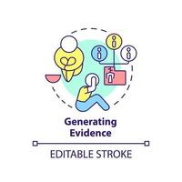 Generating evidence concept icon. Programs impact. Social protection activity abstract idea thin line illustration. Isolated outline drawing. Editable stroke. vector