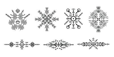 Set of Tribal style ornaments and arrows. vector